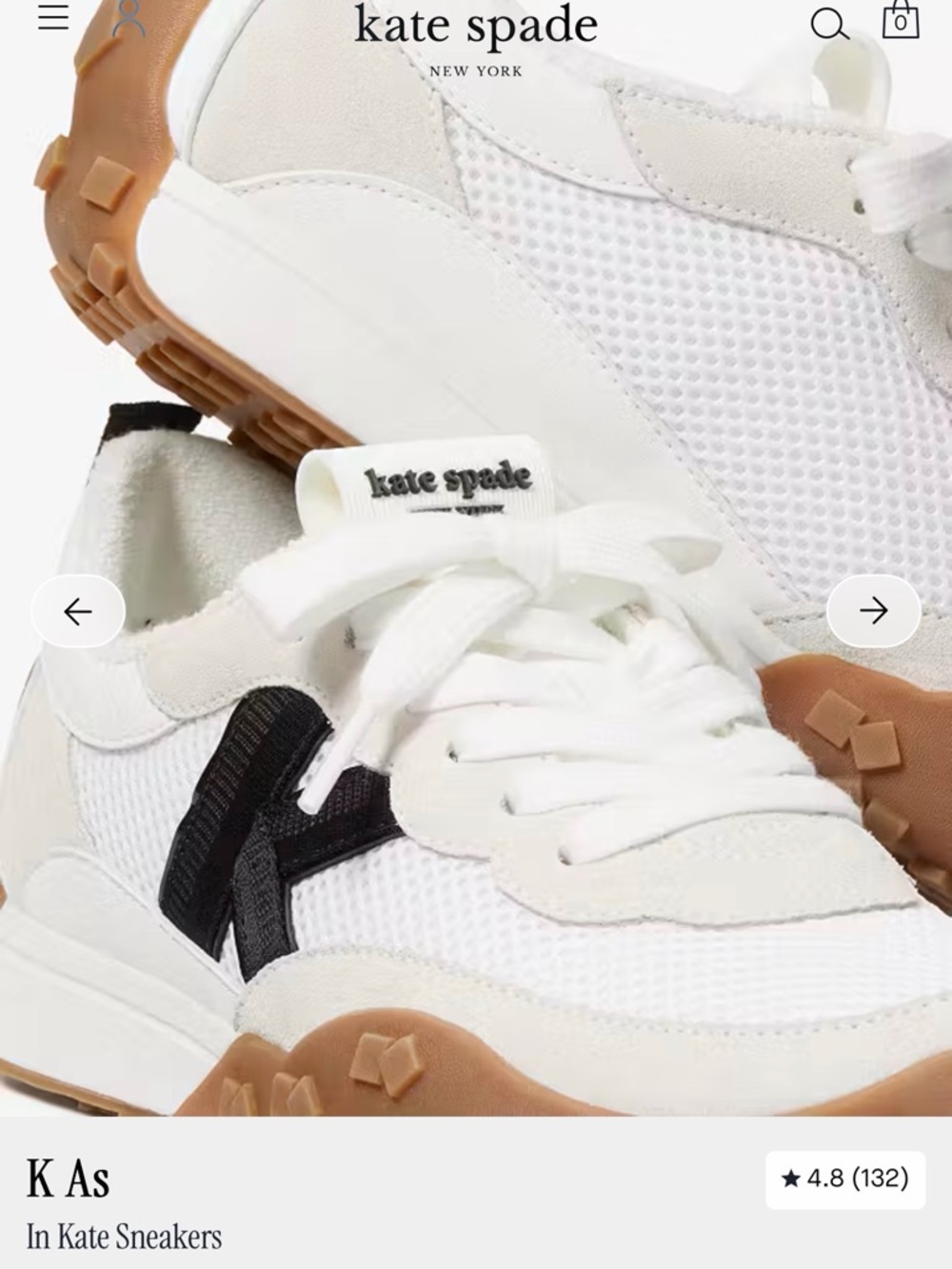 Kate spade K as in Kate White & Black Mesh & Leather Sneakers - Picture 5 of 10